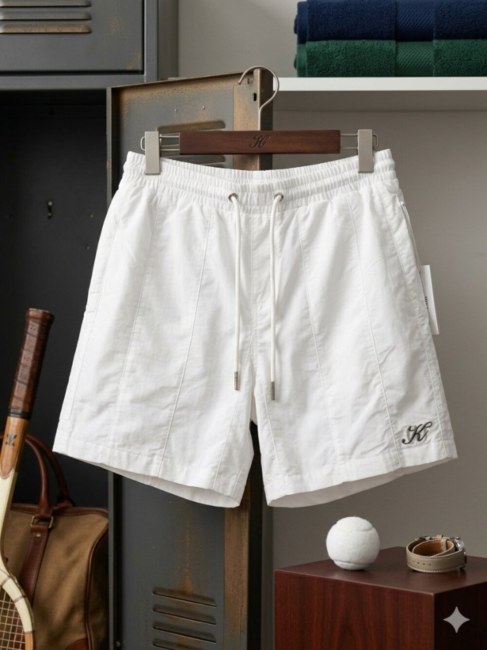 Kith x Wilson Dobby Active Shorts in White 100% Cotton exterior